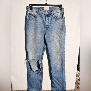 REVICE Light Blue High Rise Boyfriend Jeans with Distressed Detail Sz 30